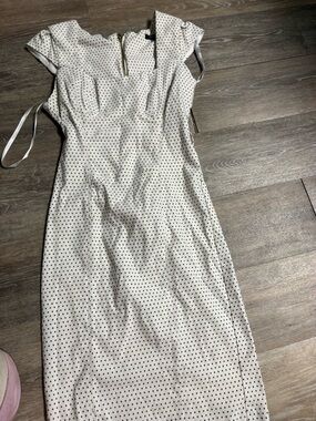 XOXO White Midi Dress with Black Polka Dots